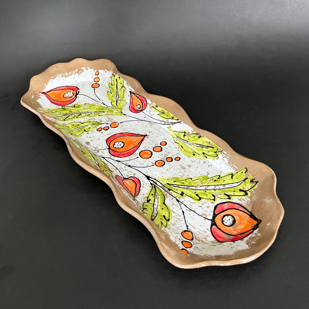 Rustic Floral Serving Tray, 13"