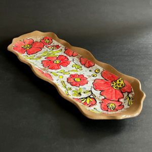 Rustic Red Flower Serving Tray, 13"